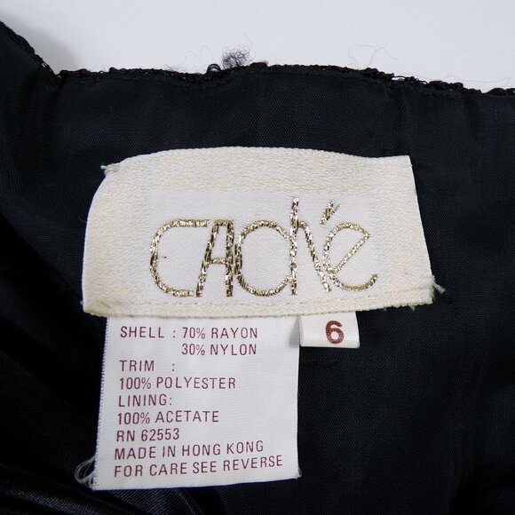 Vintage 70's/80's Cache Sequin Cocktail Dress Off Shoulder Satin Bow Sz 6 #792 - Picture 10 of 12